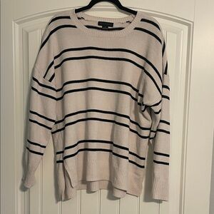 Sanctuary Beige and Black Striped Crew Neck Sweater